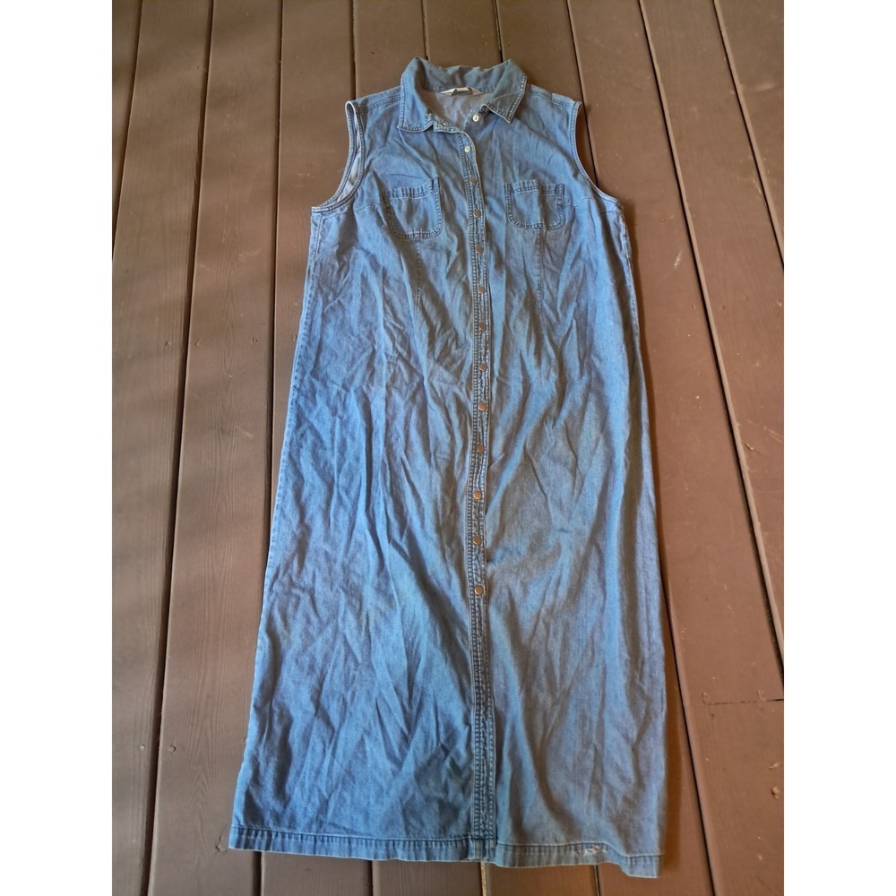 90s Vintage FADS Sleeveless Denim Dress with Button Details Size 18
